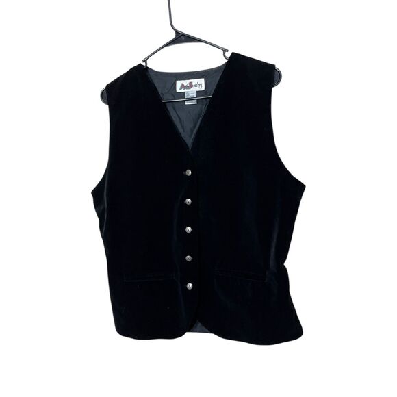 Vintage AJ Brandon Black Velvet Vest Size M - Picture 1 of 6